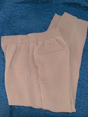 NWOT Brown Crepe Tapered High Rise Cropped Ankle Pull On Work Pants